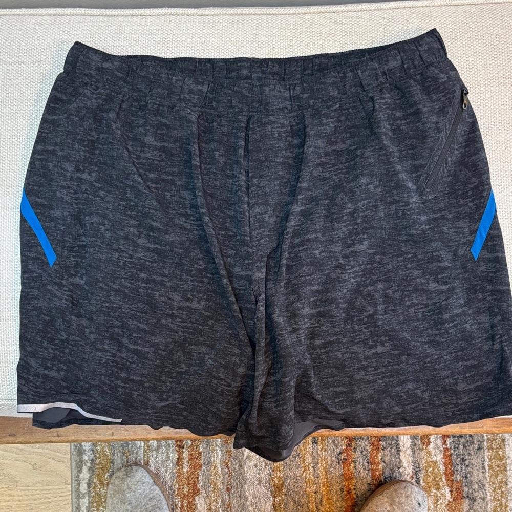 lululemon athletica Black and grey pattern with Blue accents Athletic Shorts